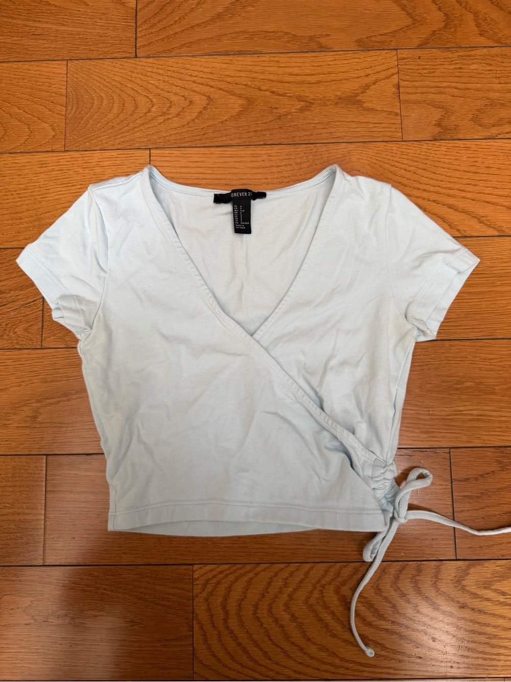 Pale Blue Wrap Tie Crop Top